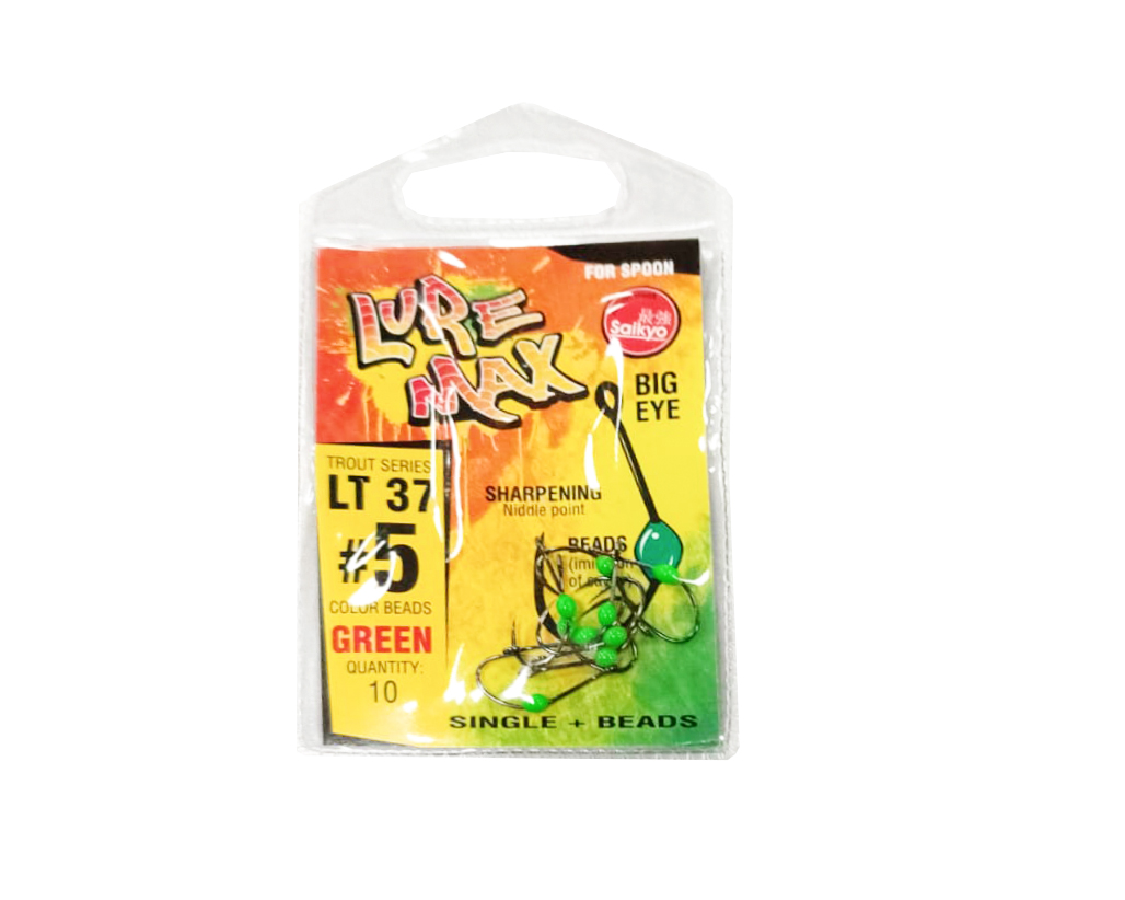 Крючки LureMax Trout LT37 №5 Green 10шт - фото 1