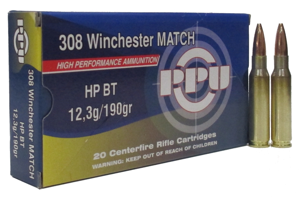 Патрон 308Win PPU Match HP BT 12,3г - фото 1