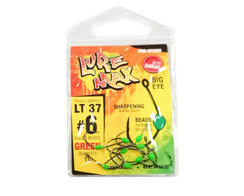 Крючки LureMax Trout LT37 №6 Green 10шт - фото 1