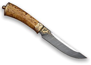 Нож Северная Корона Куница-2 дамасская сталь бронза береза - фото 1