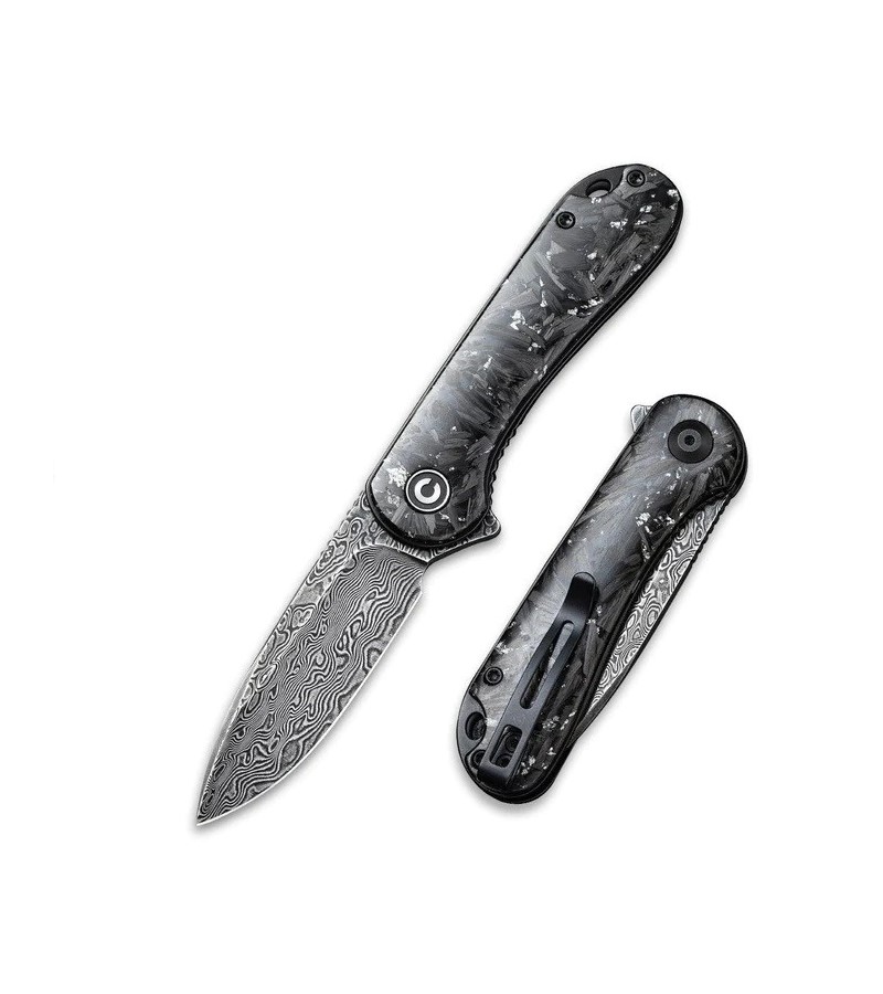 Нож Civivi Elementum Flipper Knife Carbon Fiber Handle (2.96" Damascus) silvery - фото 1