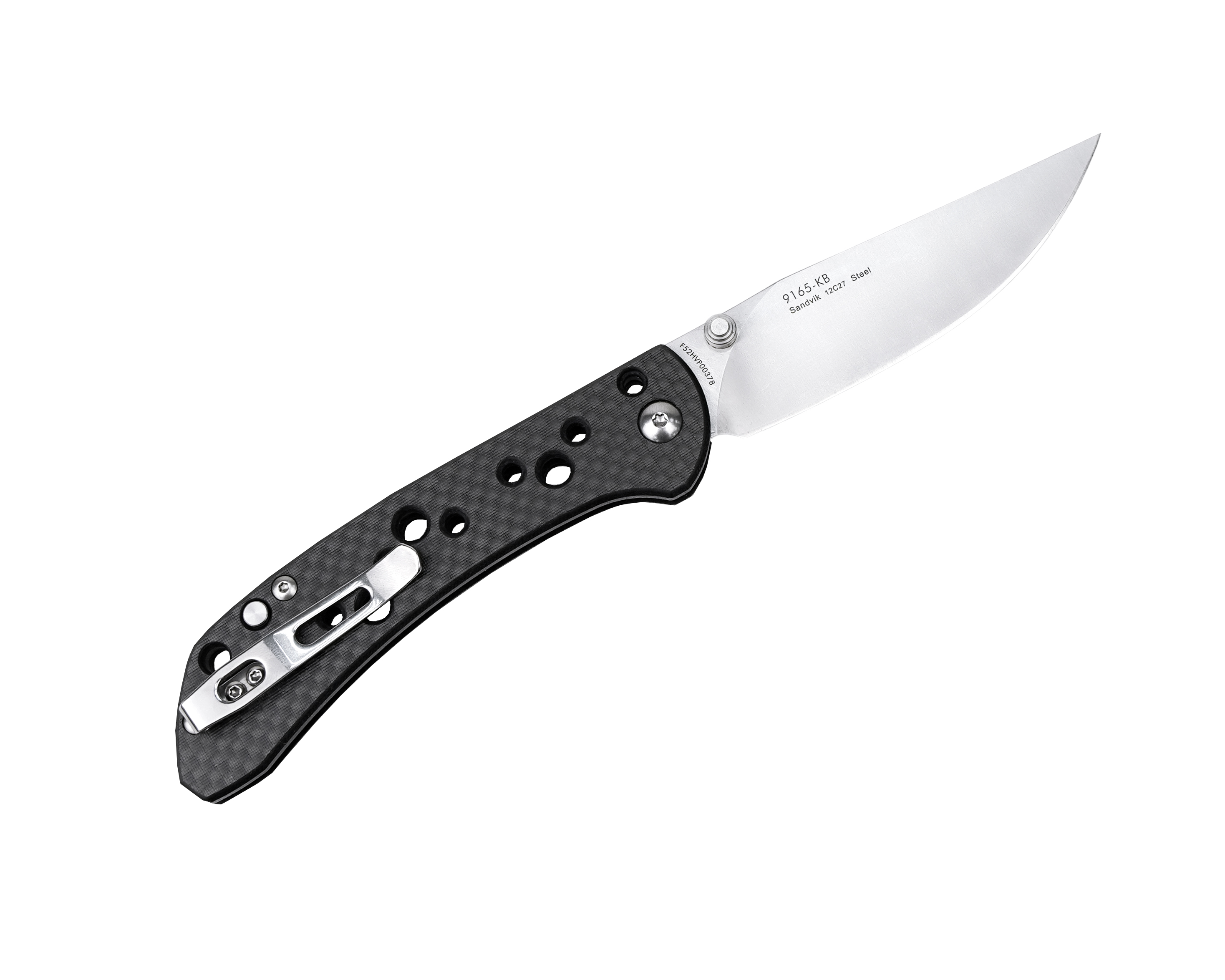 Нож Sanrenmu 9165-KB складной сталь 12C27 Brush black carbon fiber overlay G10 - фото 1