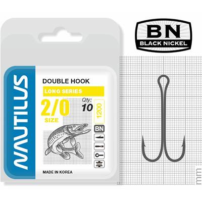 Крючок Nautilus Sting Double SSD 1200 №2/0 уп 10шт - фото 1