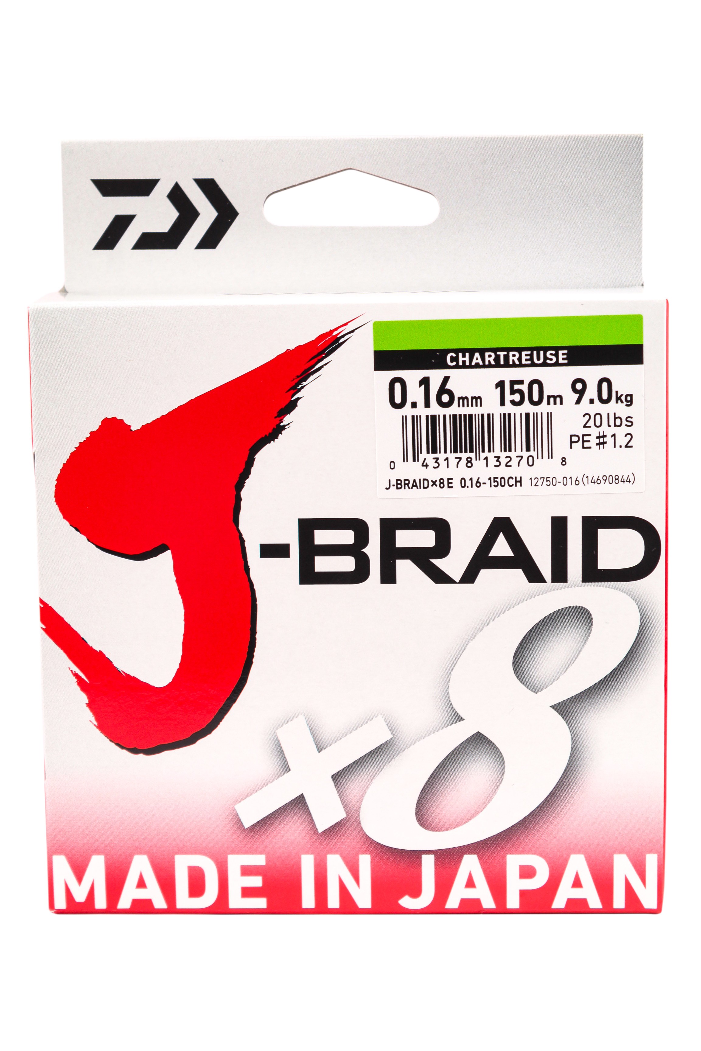 Шнур Daiwa J-Braid X8 0,16мм 150м chartreuse