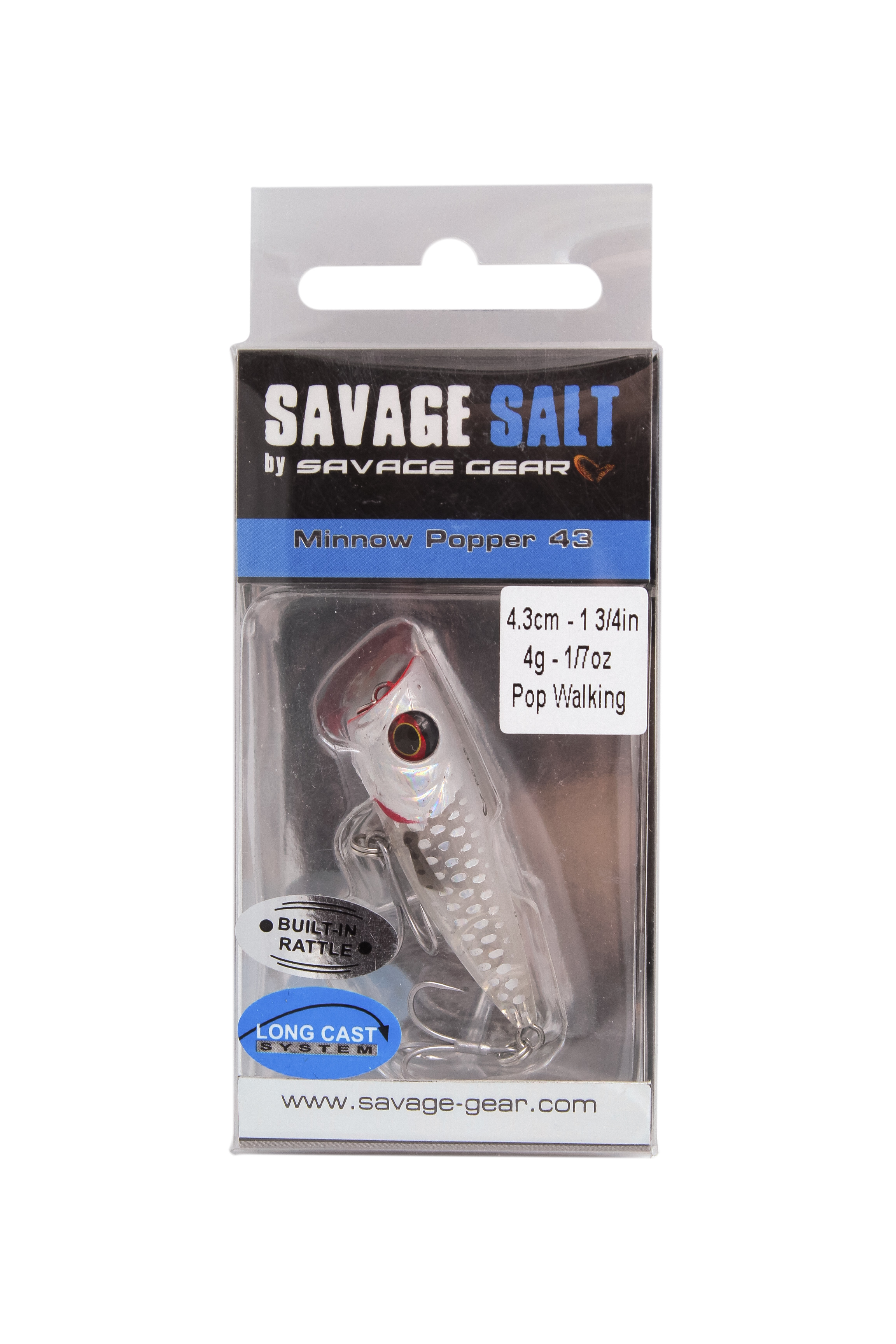 Воблер Savage Gear 3D minnow popper 4,3см 4гр  F crystal white - фото 1