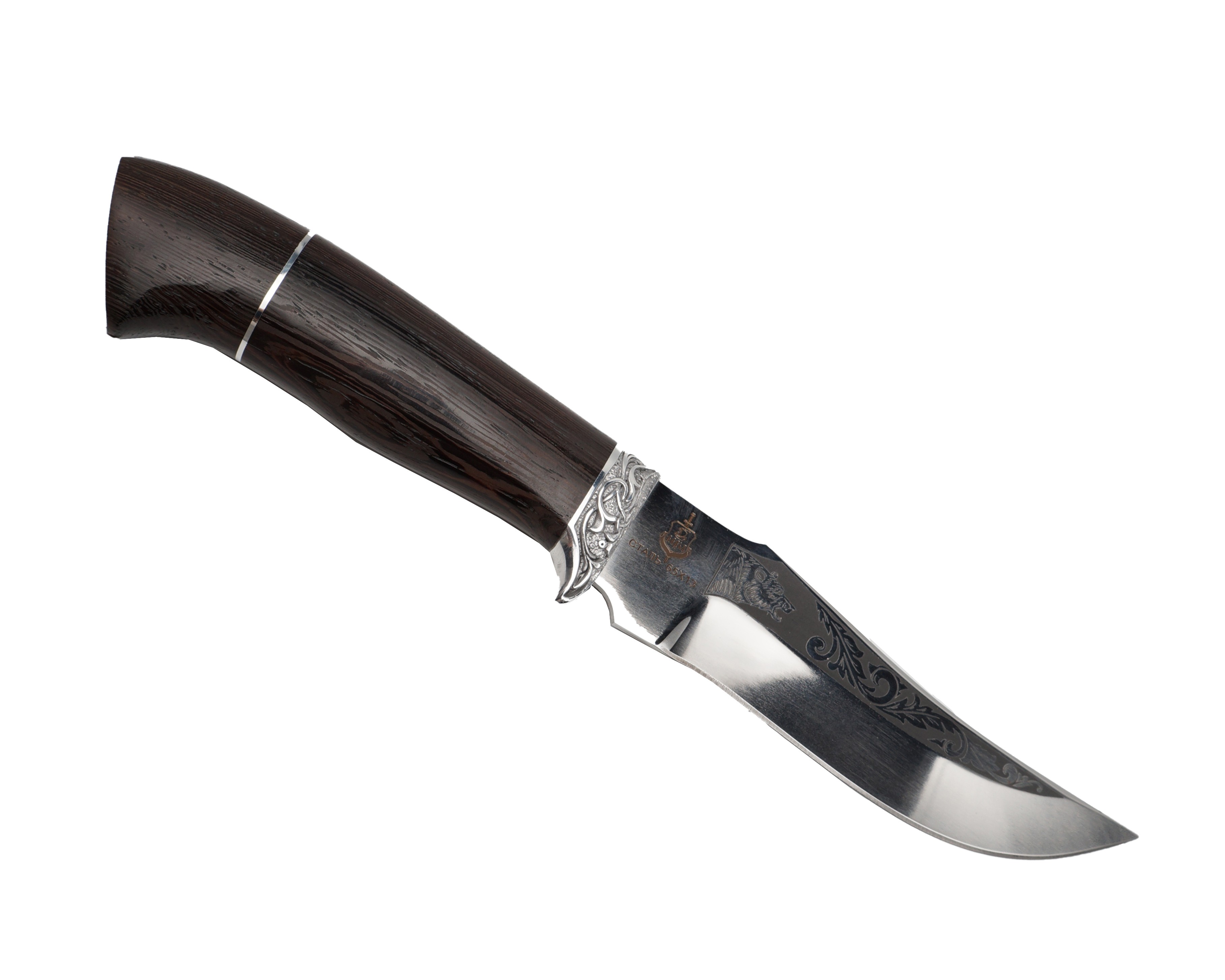Нож Ладья Клык-2 НТ-27 Р 65х13 рис.венге