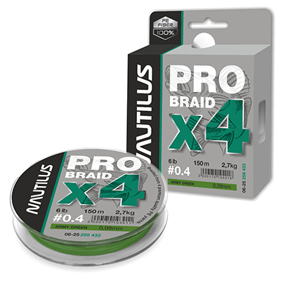 Шнур Nautilus Pro Braid X4 Army Green d-0.10 4.1кг 9lb 150м Com - фото 1