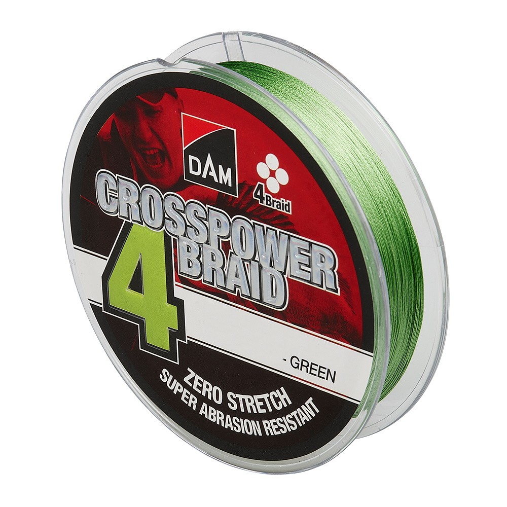 Шнур DAM Crosspower 4-Braid 150м 0,13мм 6,8кг 15lb Green - фото 1