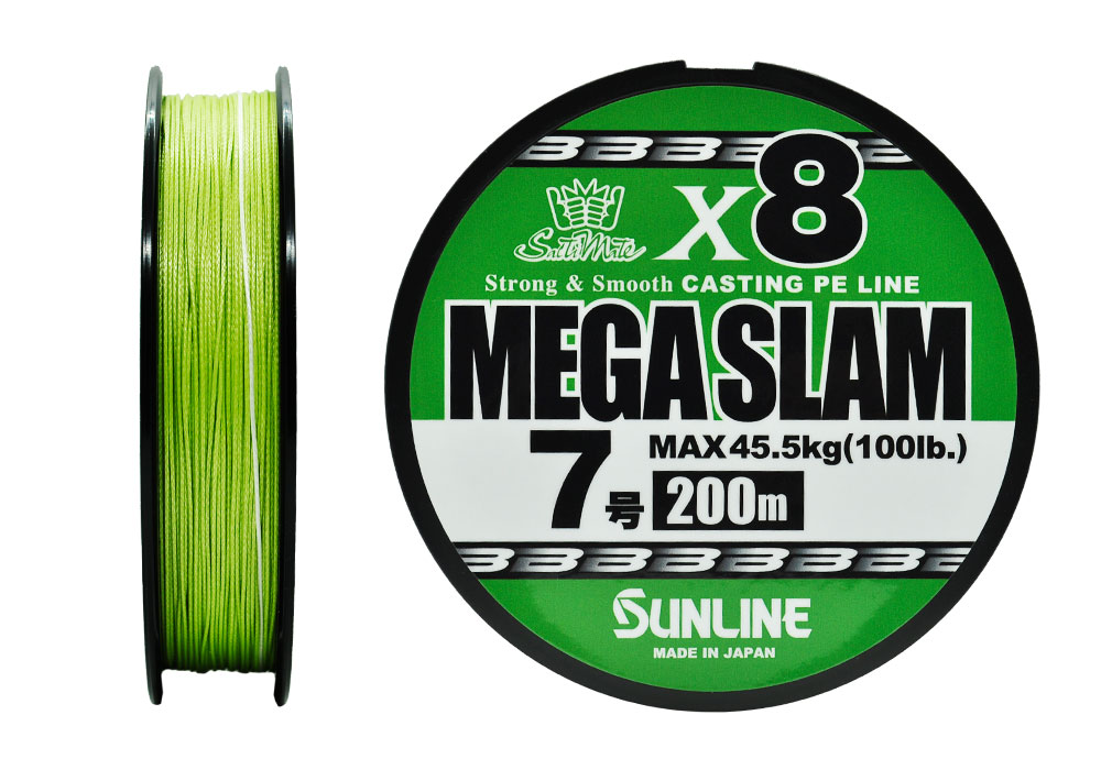 Шнур Sunline Mega Slam X8 7,0 100lb 200м Bright Green - фото 1
