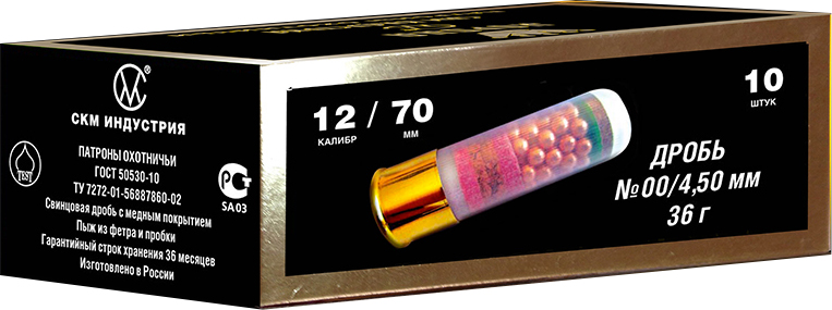 Патрон 12х70 СКМ 00 36  био Корона