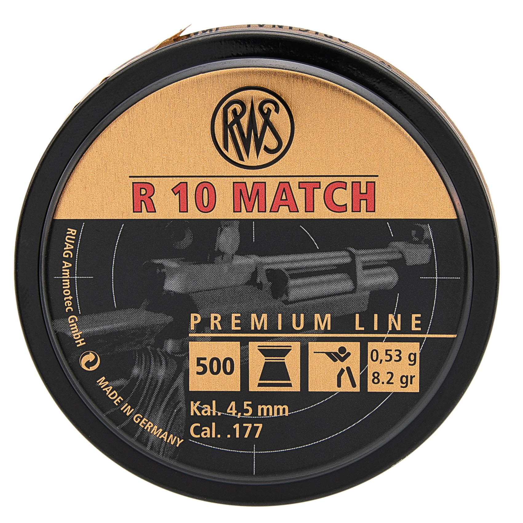 МП RWS R10 Match пуля пневм. винтовочные к.4.5мм 0.53г. (500шт/бан)  - фото 1