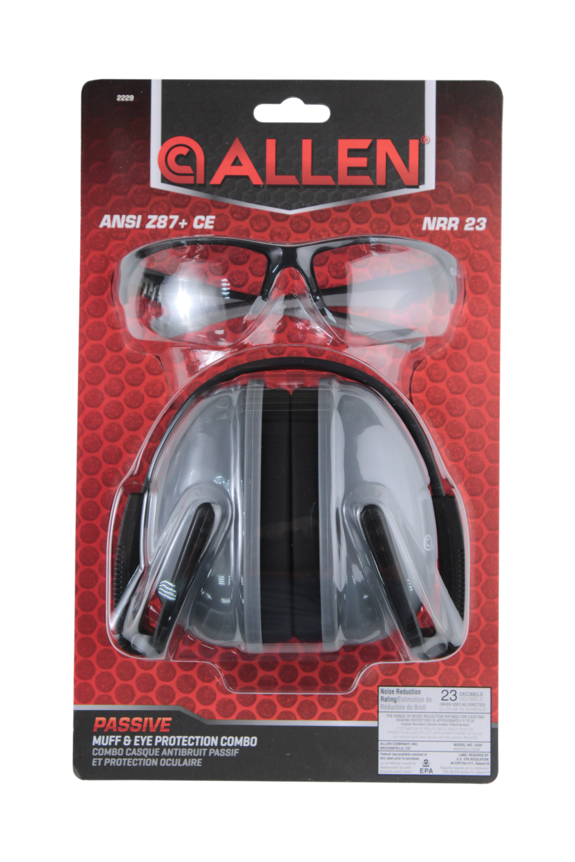 Комплект Allen Passive Muff Protection наушники + очки для стрельбы