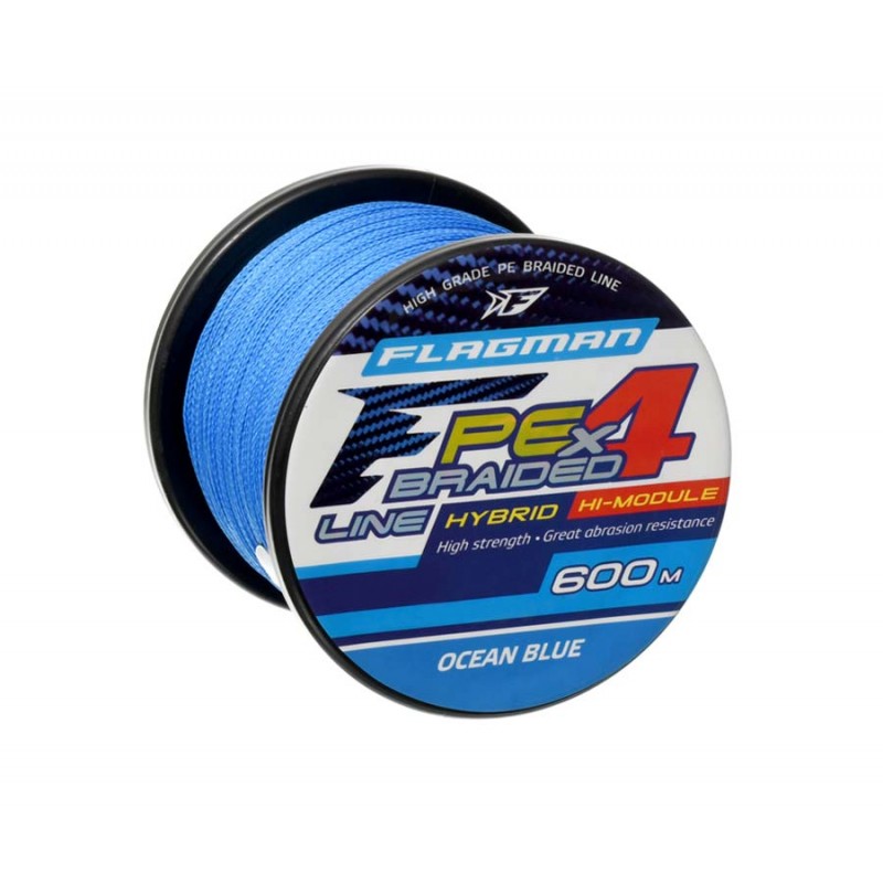 Шнур Flagman PE Hybrid F4 600м Ocean Blue 0,45мм 29,5кг 65lb - фото 1
