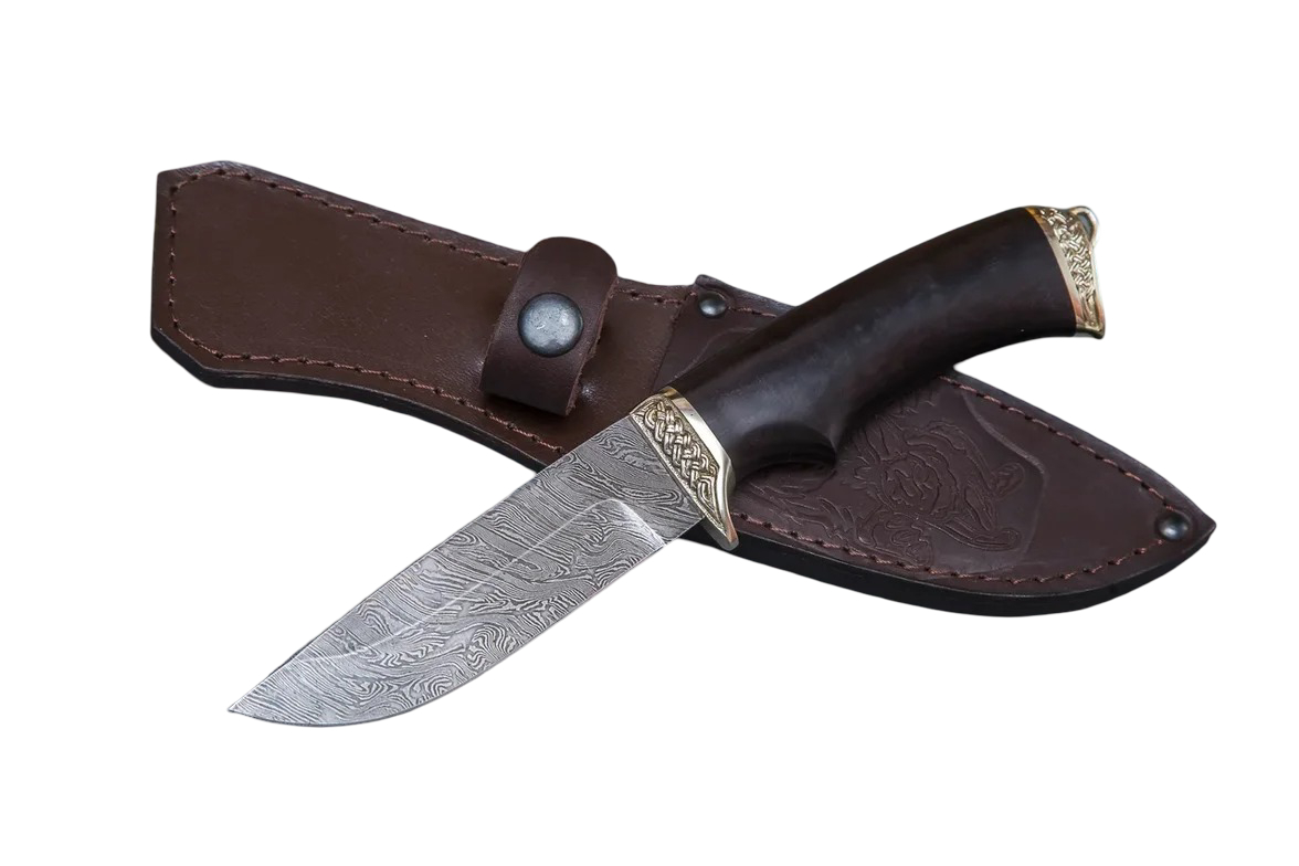 Нож ИП СЕМИНА Егерь дамасская сталь литье черное дерево - фото 1