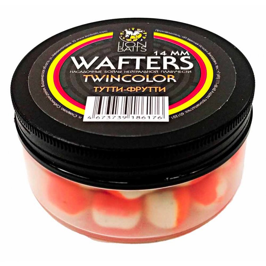 Бойлы Lion Baits Wafters двухцветные тутти-фрутти 14мм - фото 1