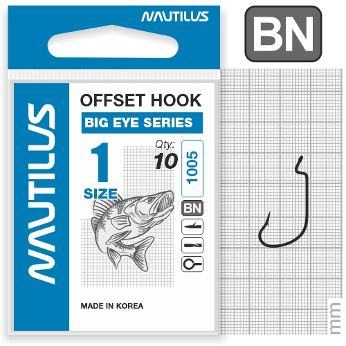 Крючок Nautilus Offset Big Eye Series Worm 1005 №1 - фото 1