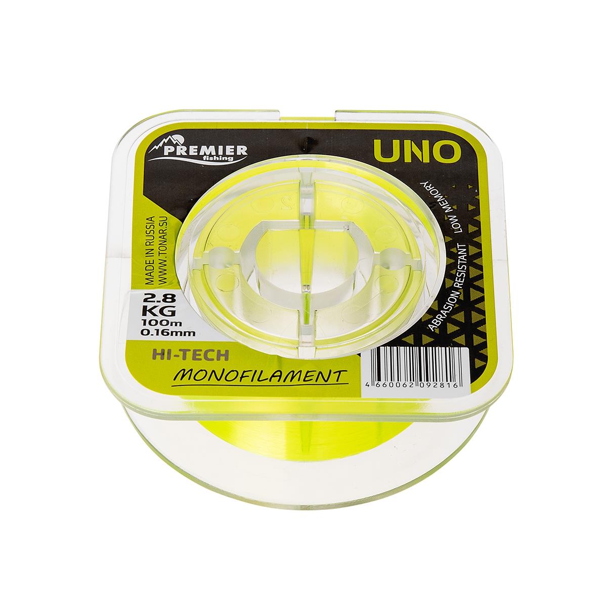 МП Леска UNO 0,16mm/100m F.Yellow Nylon PREMIER fishing (PR-U-Y-016-100) - фото 1