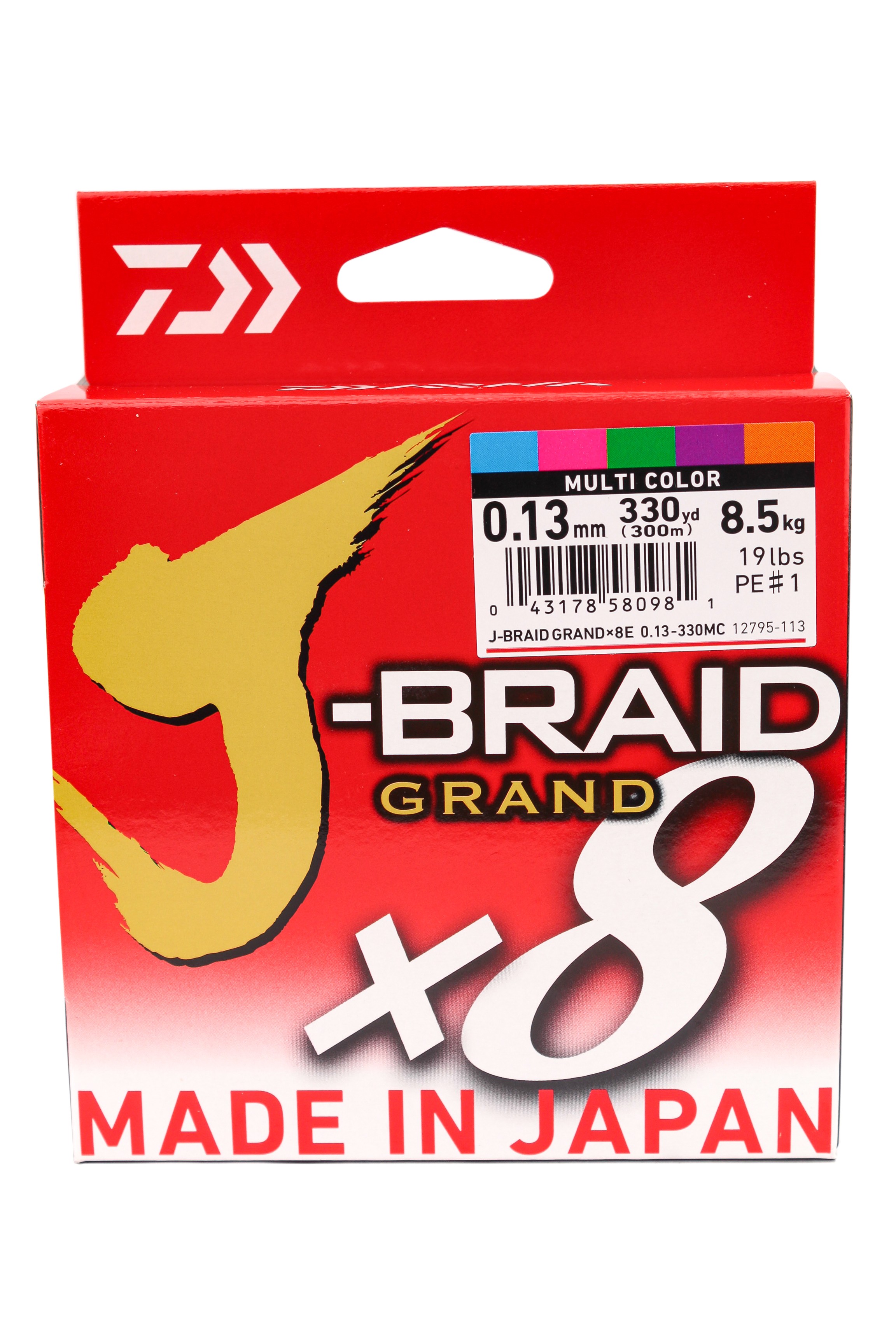 Шнур Daiwa J-Braid Grand X8E 0,13мм 300м multi color - фото 1