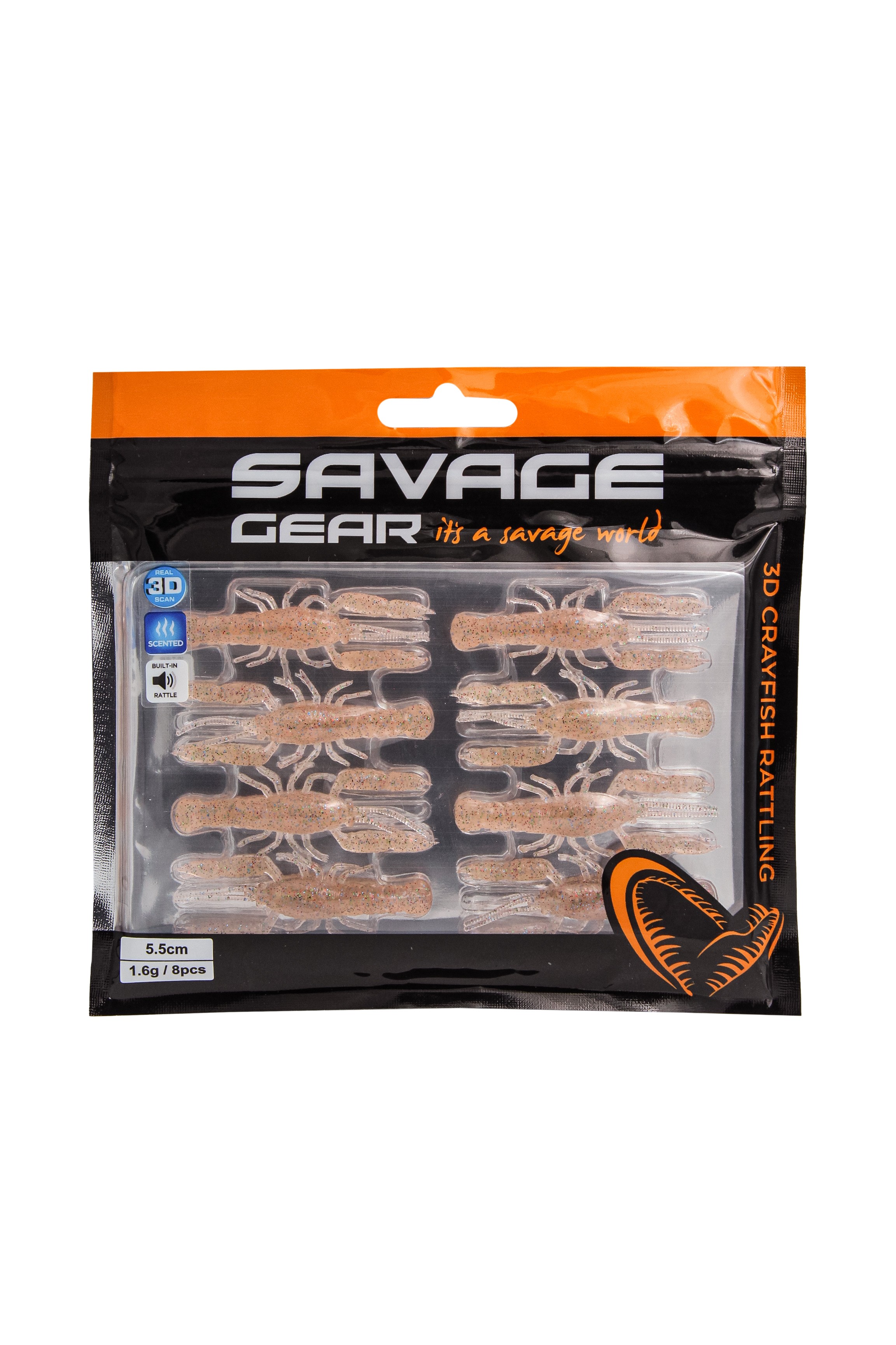 Приманка Savage Gear 3D Crayfish rattling 5,5см 1,6гр haze ghost 8шт - фото 1