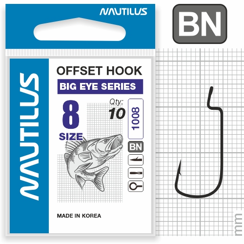 Крючок Nautilus Offset Big Eye Series Worm 1008 №8 - фото 1