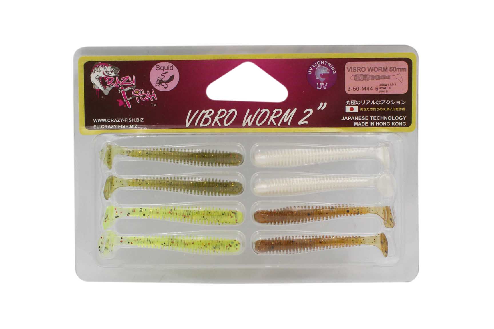Приманка Crazy Fish Vibro worm 2&quot; 3-50-M44-6 - фото 1