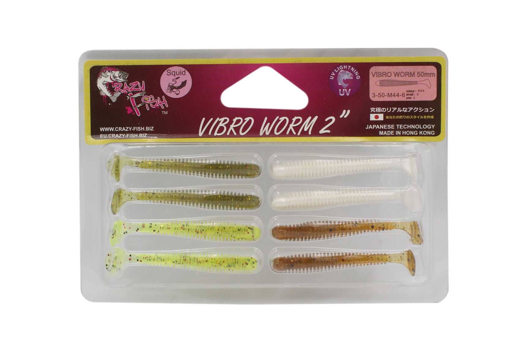 Приманка Crazy Fish Vibro worm 2" 3-50-M44-6 - фото 1