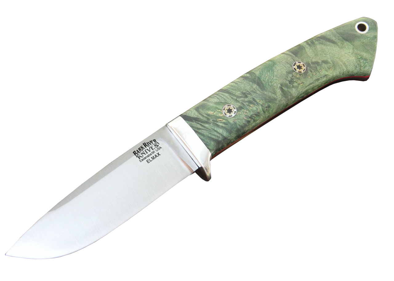 Нож Bark River Drop Point Hunter Blue Green Gold Elder Burl - фото 1