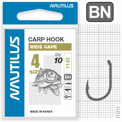 Крючок Nautilus Sting Carp Wide gape S-1143BN № 4 - фото 1
