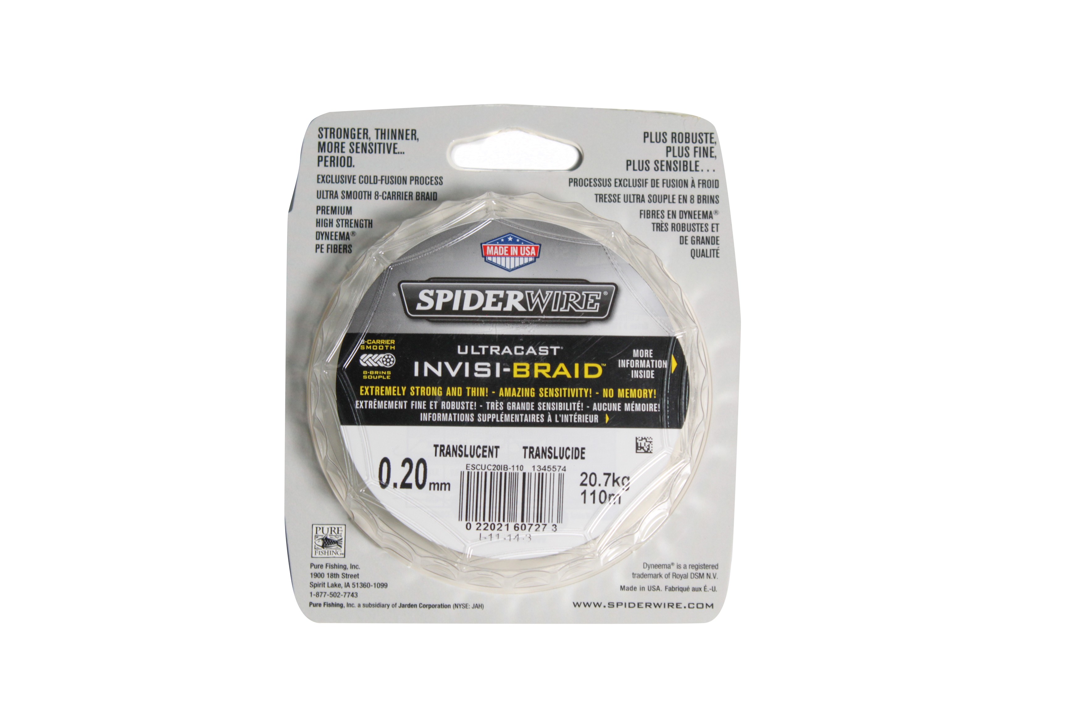 Шнур Spiderwire 8 carrier ultracast yellow 110м 0,20мм - фото 1