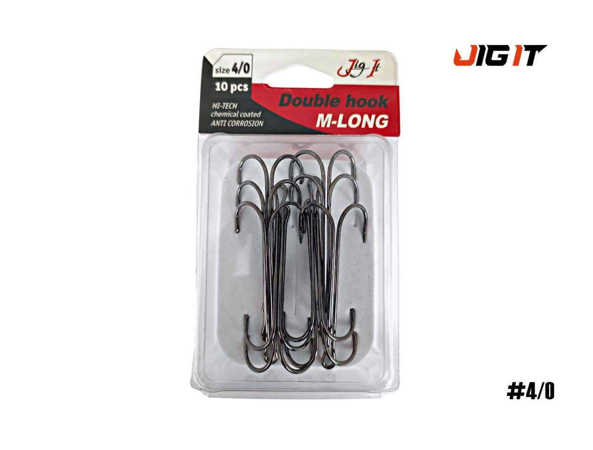МП Двойник JIG IT M-Long double hooks, 10 шт/уп. №4/0 - фото 1