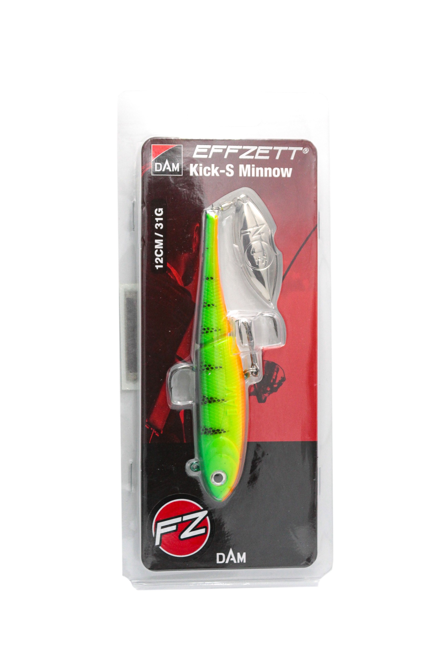 Тейл-спиннер DAM Effzett Kick-S Minnow 12см 31гр sinking firetiger UV - фото 1