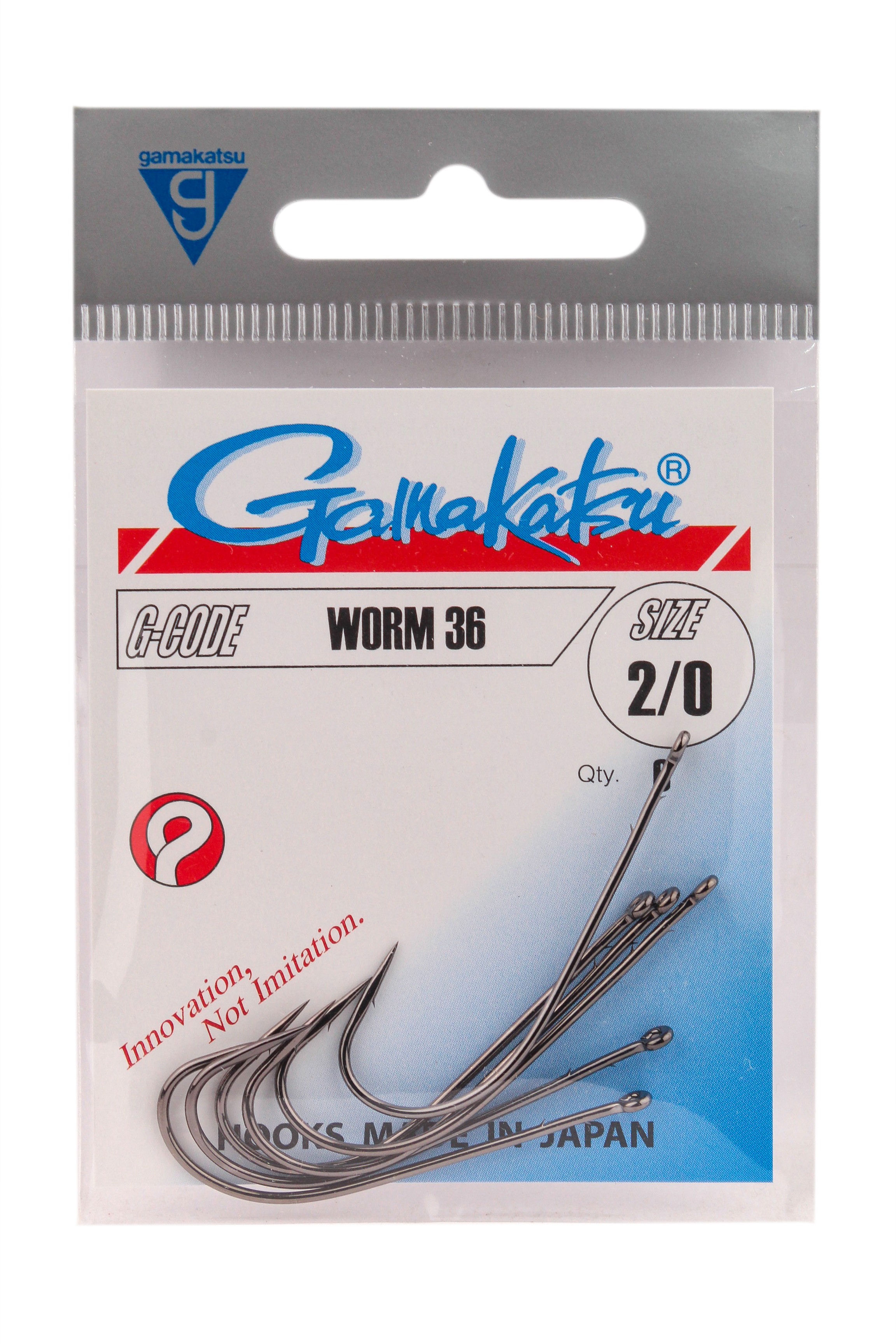 Крючок Gamakatsu Worm 36 black №2/0 - фото 1
