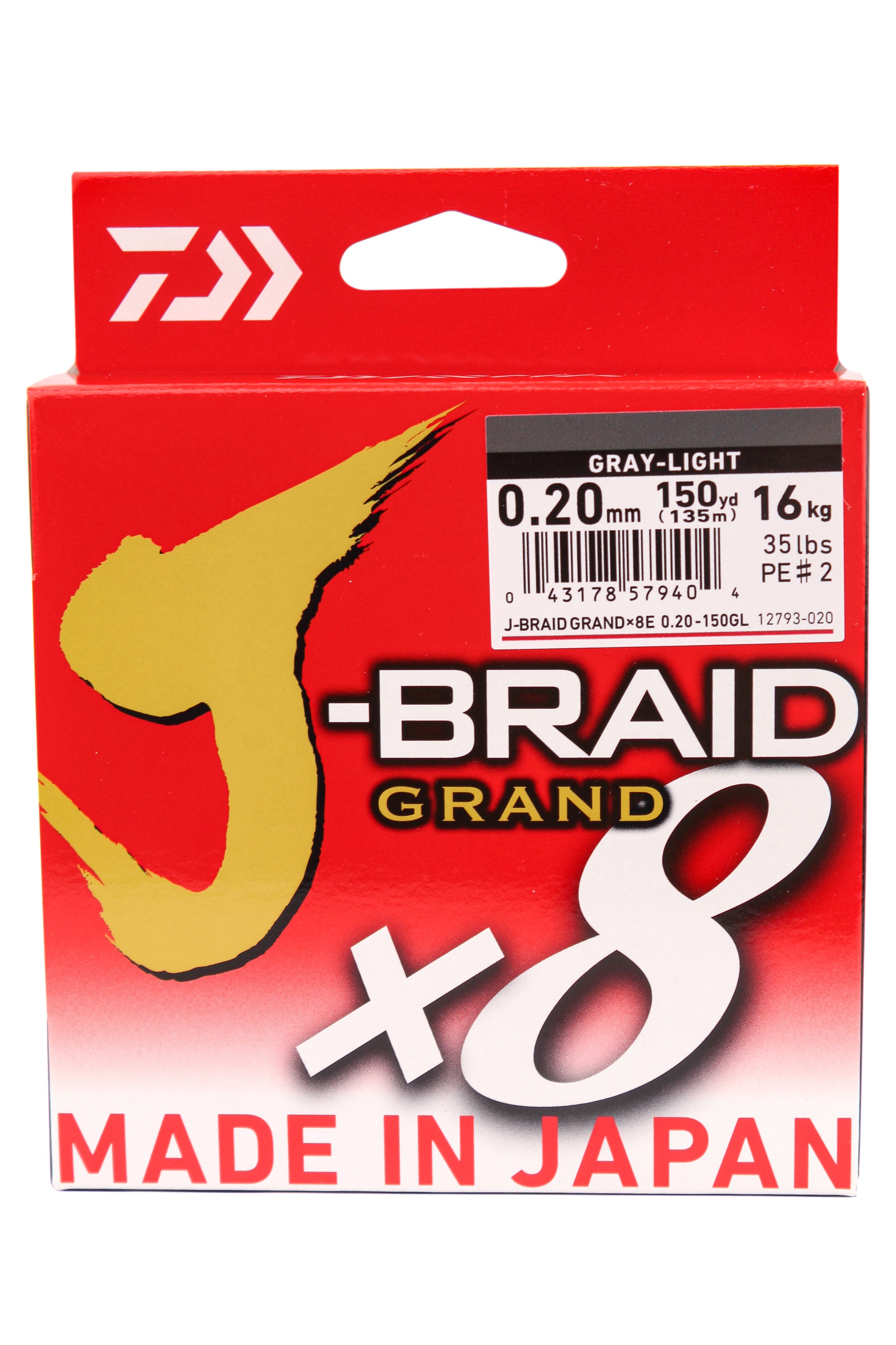 Шнур Daiwa J-Braid Grand X8 0,20мм 135м gray light - фото 1