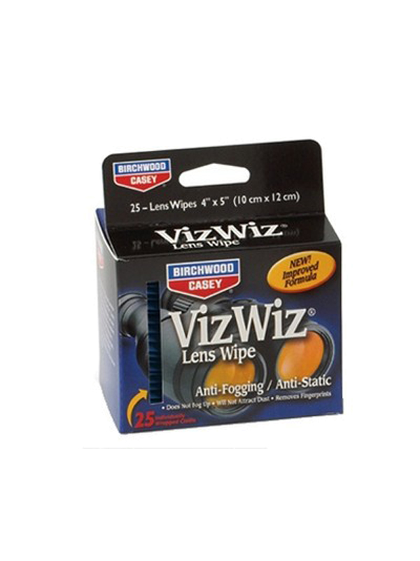 Очиститель линз Birchwood Casey Viz Wiz Lens Cleaner 25 салфеток - фото 1