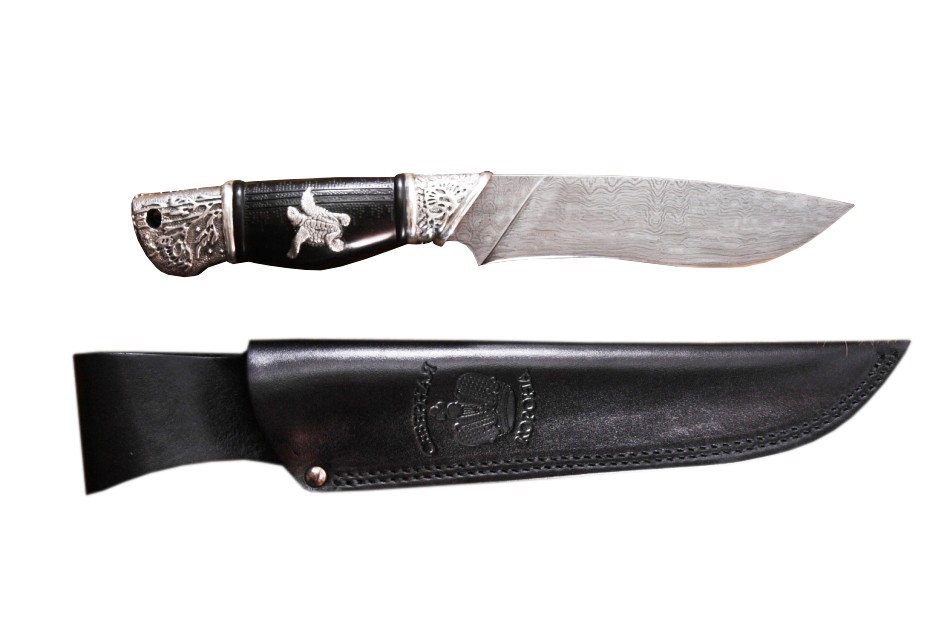 Нож Северная Корона Черепаха дамаская сталь бронза дерево - фото 1