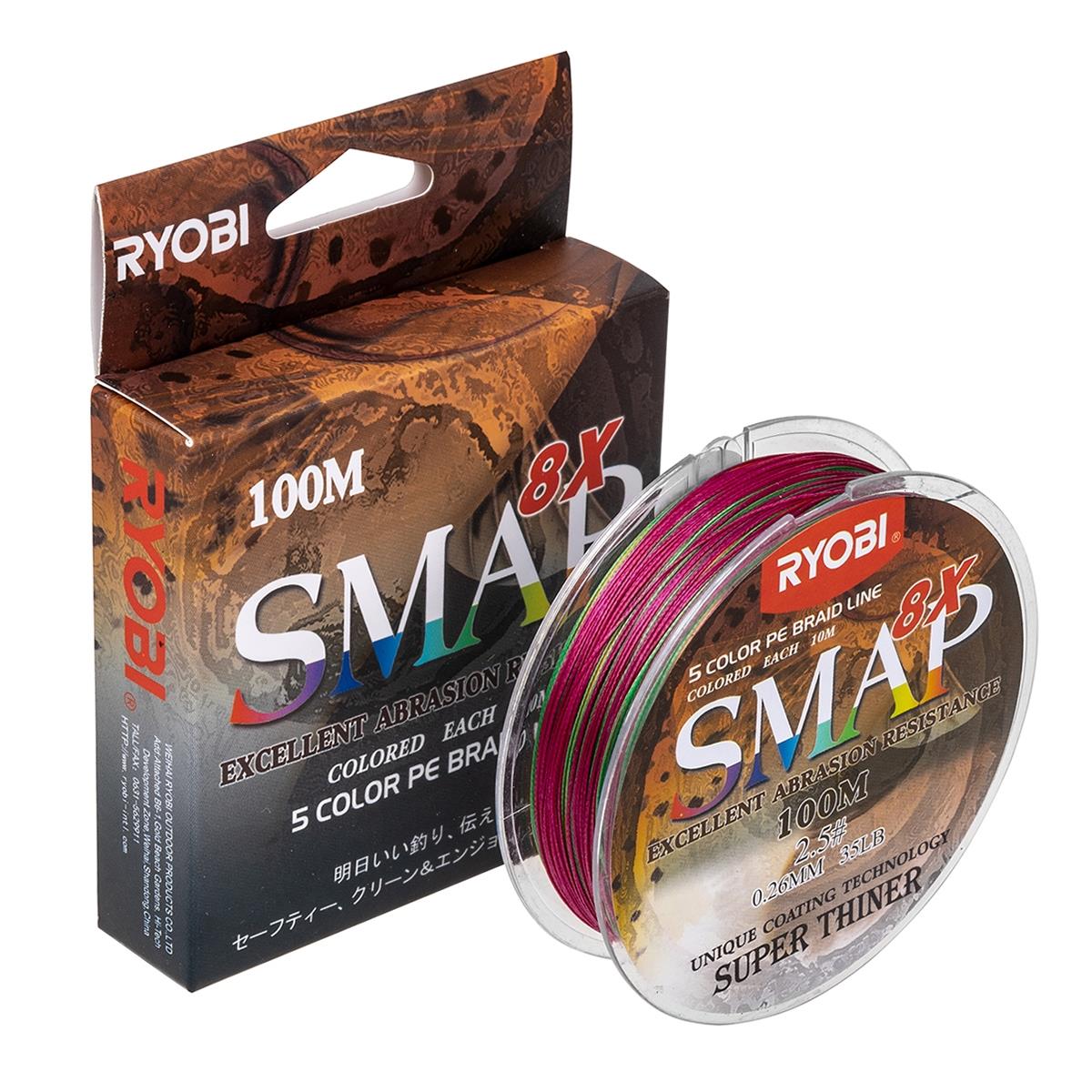 МП Шнур SMAP PE8X-100M 2.5# Multi Colour 0,26мм Ryobi - фото 1