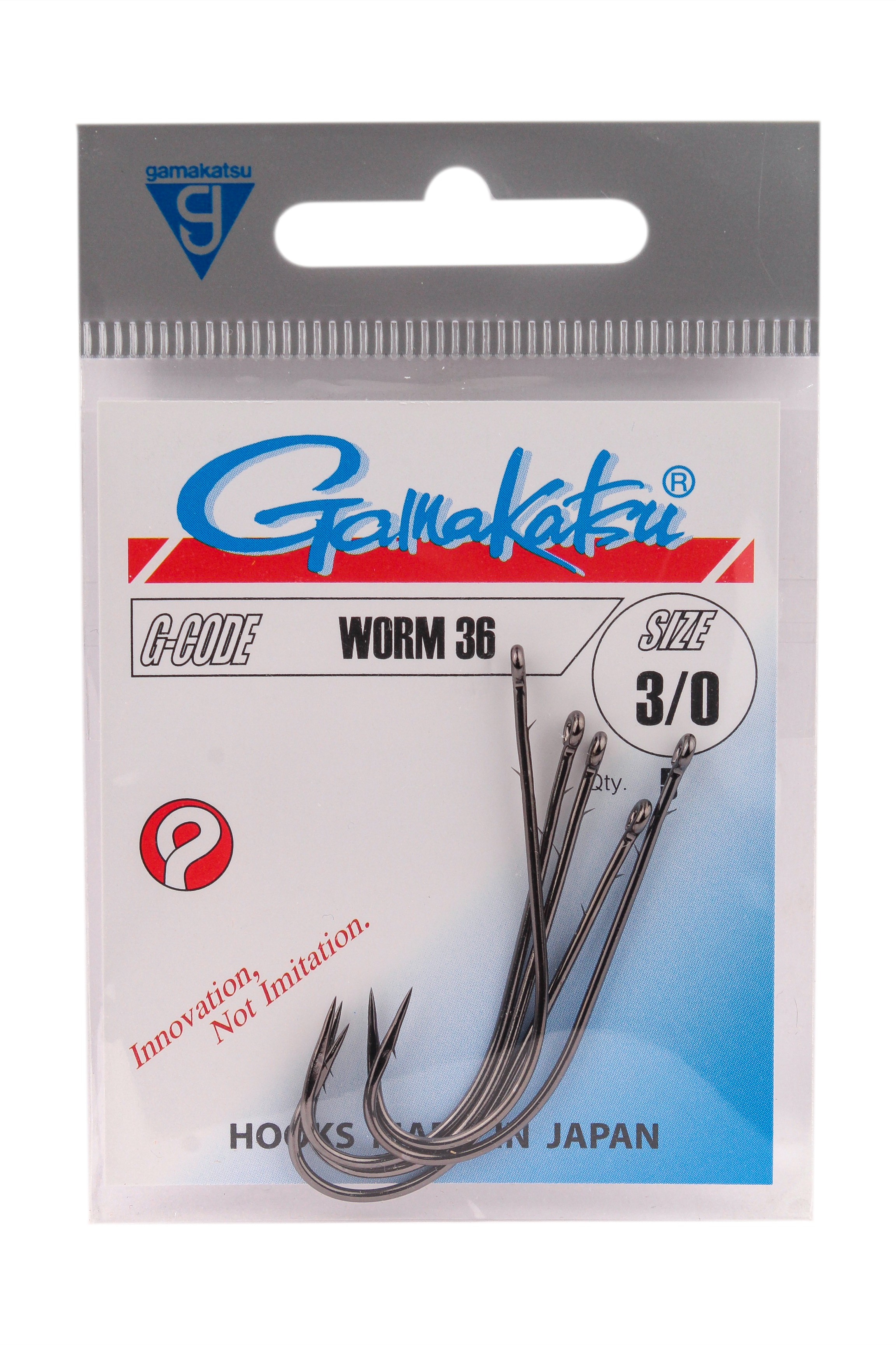 Крючок Gamakatsu Worm 36 black №3/0 - фото 1