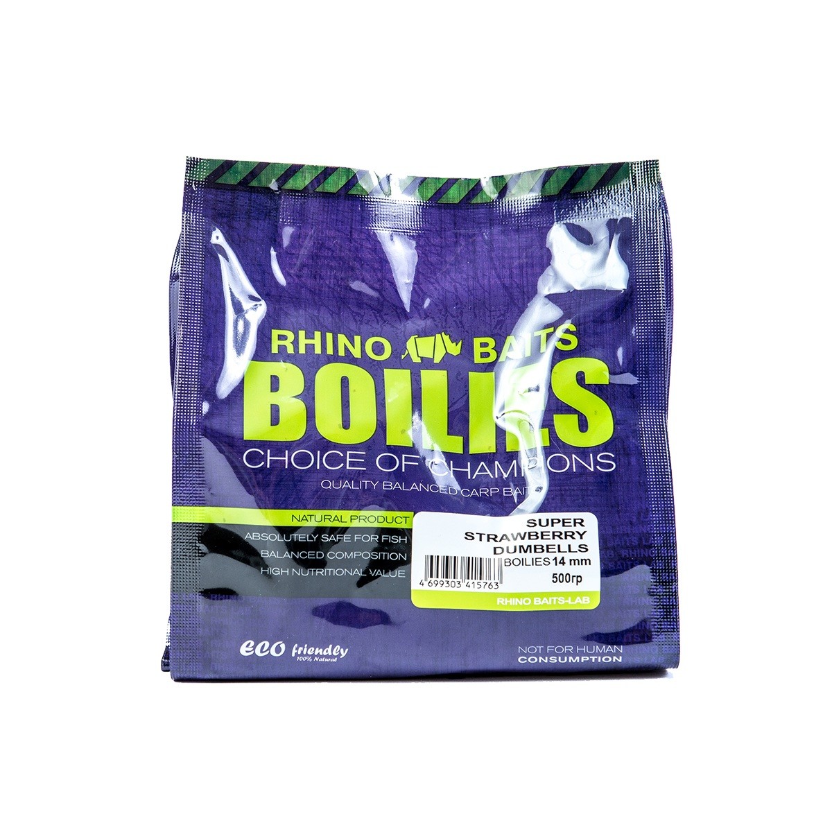 Бойлы Rhino Baits Super Strawberry супер клубника dumbells 14мм 500гр - фото 1