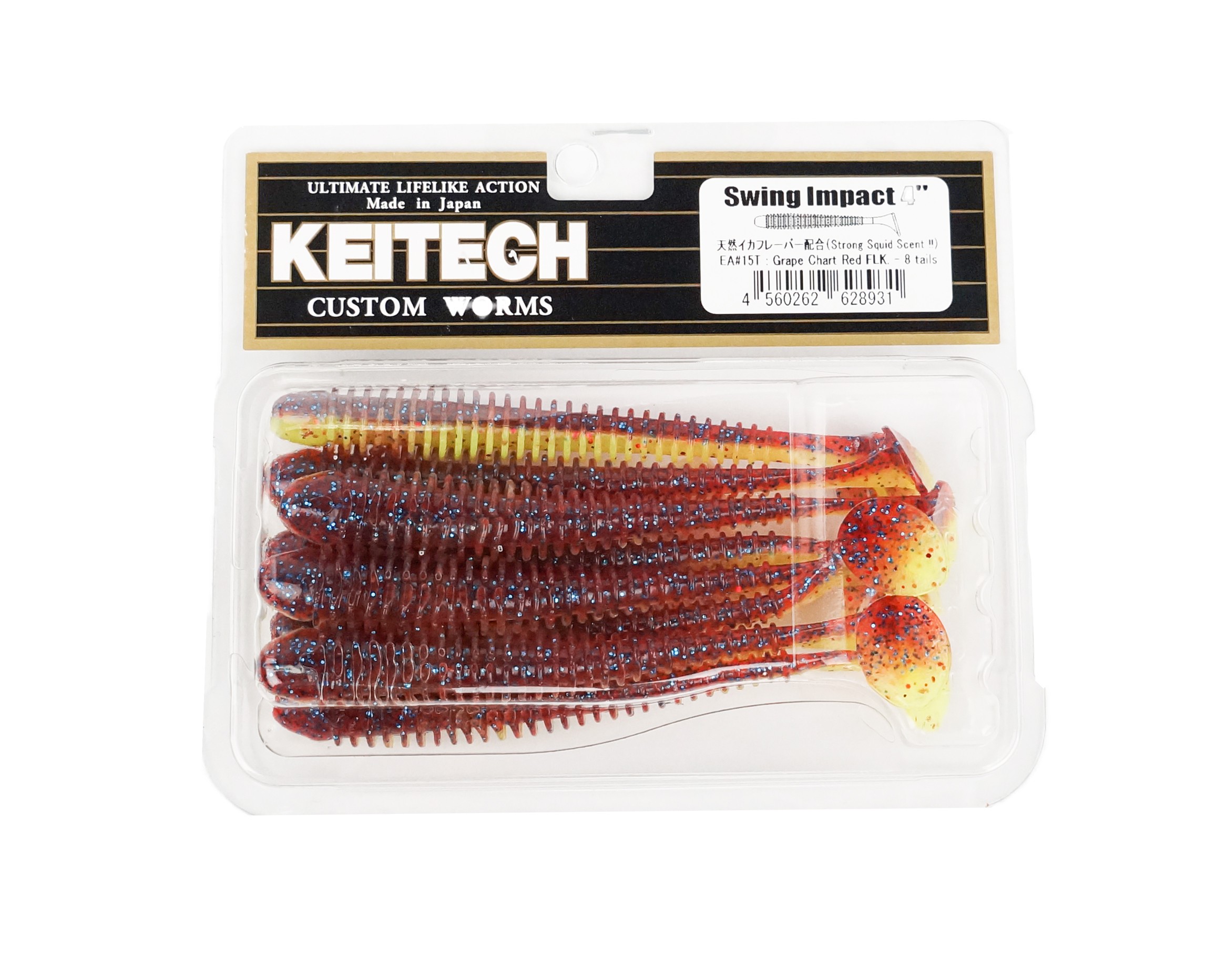 Приманка Keitech виброхвост Swing impact 4" EA 15 Grape chart red FLK - фото 1