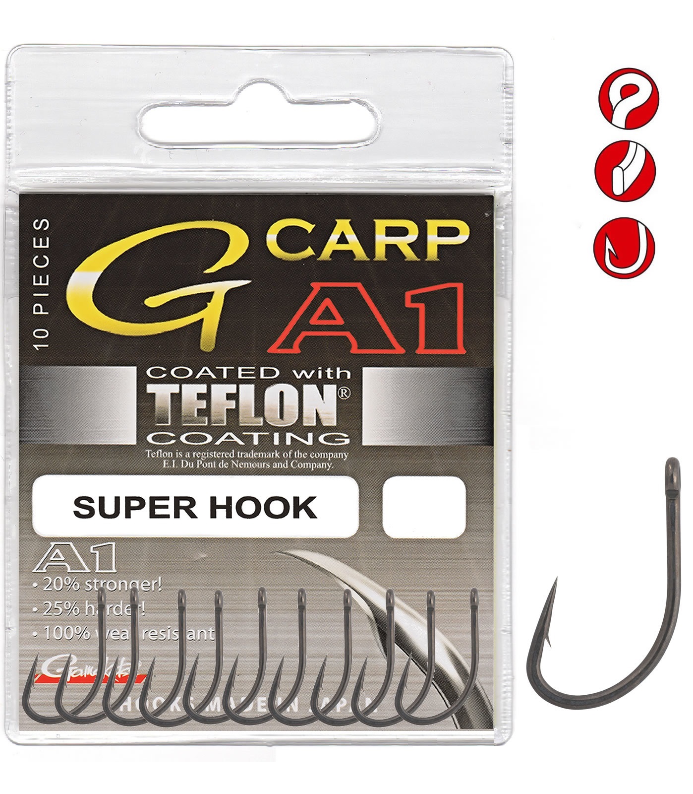 Крючок Gamakatsu A1 G-Carp Super Hooks PTFE №8 - фото 1