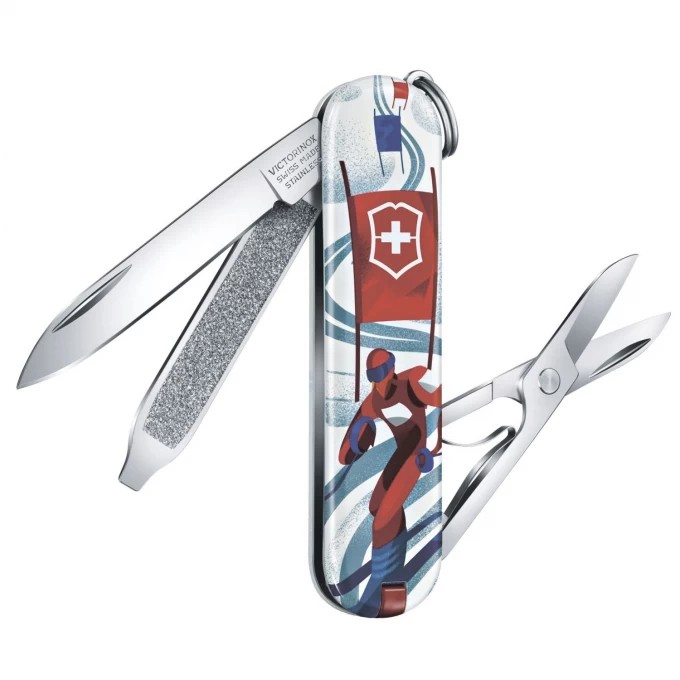 Нож Victorinox Classic Ski Race 58мм 7 функций синий/рисунок - фото 1