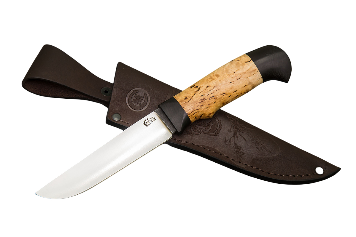 Нож ИП СЕМИНА Куница кованая сталь Х12МФ карельская береза граб - фото 1