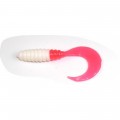 Приманка Manns твистер Hard nose curl tail grub 3" white firetail 1/25 - фото 1