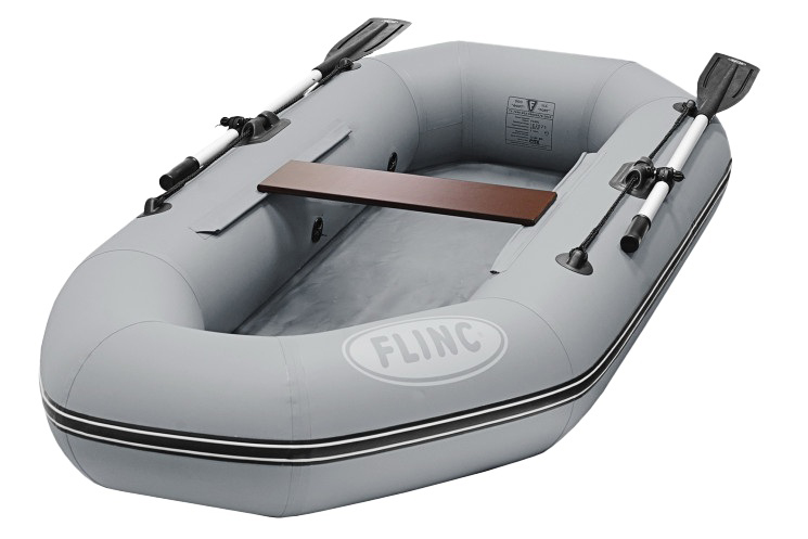 Лодка Flinc F240L надувная серый - фото 1