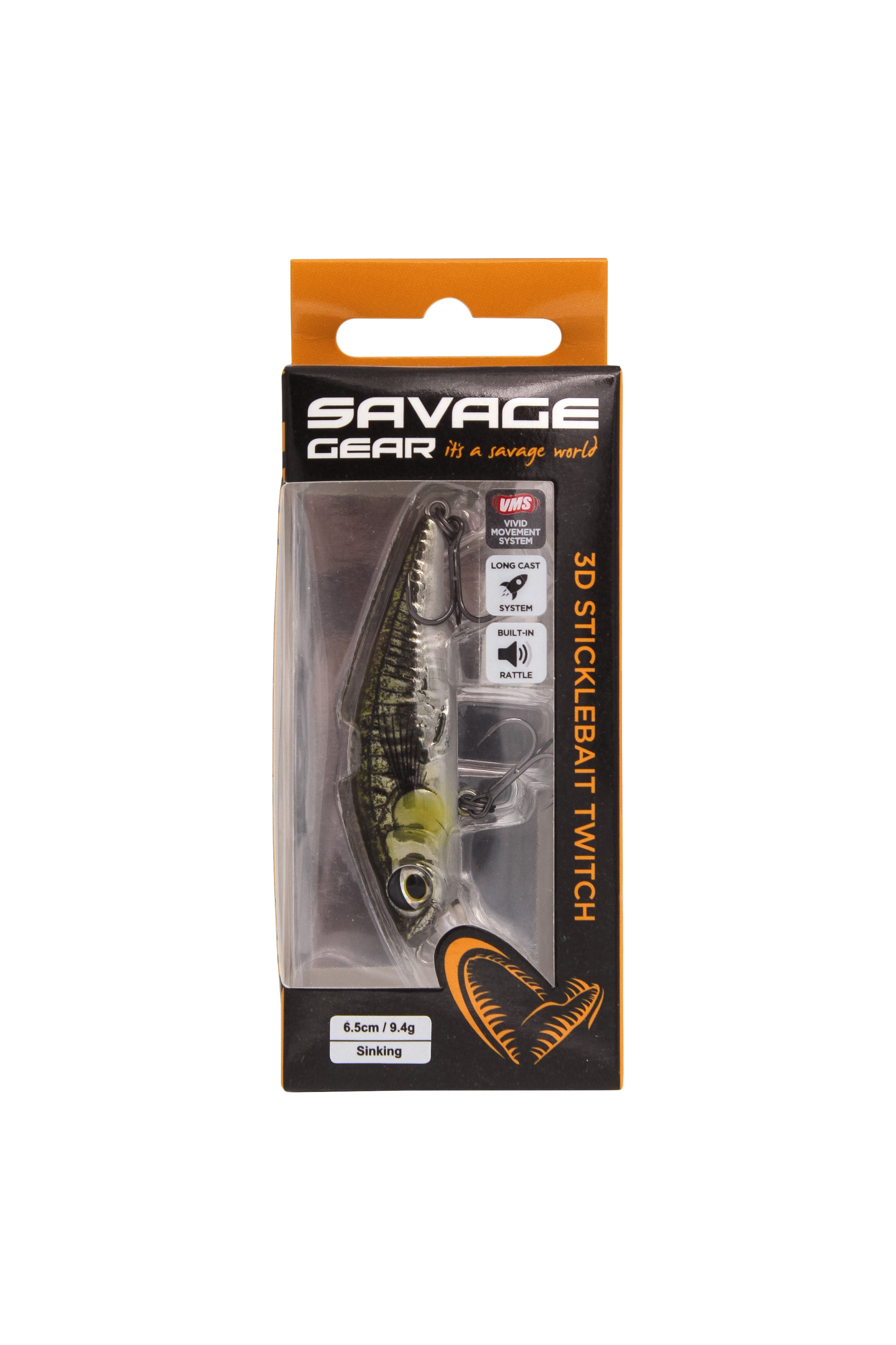 Воблер Savage Gear 3D sticklebait twitch 6,5см 9,4гр sinking ayu green silver - фото 1