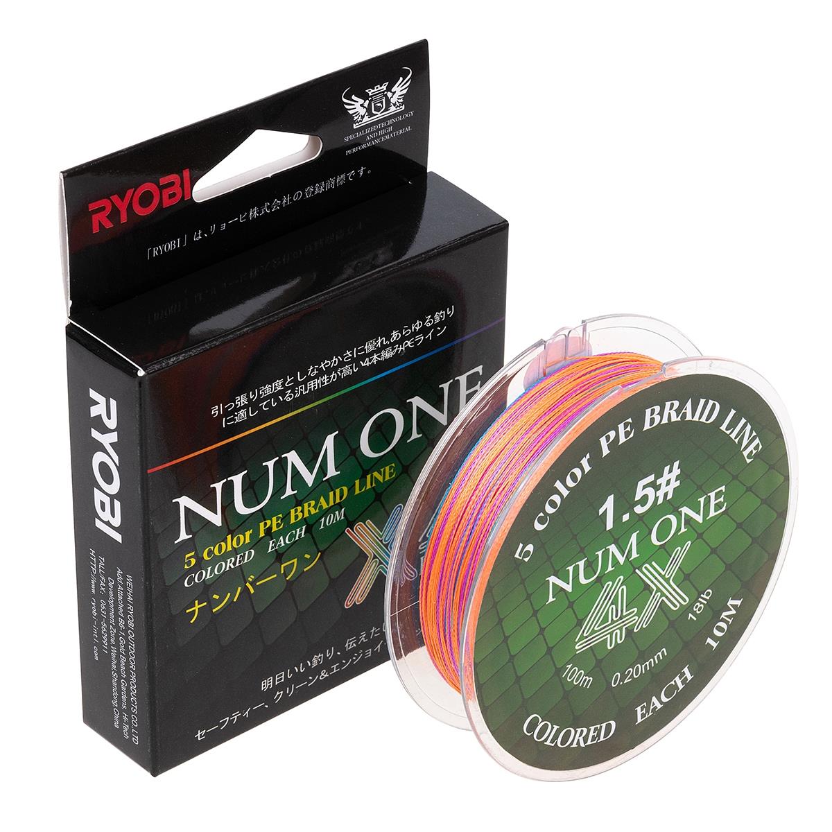 МП Шнур NUM ONE PE4X-100M 1.5#/0,205 mm Multi Colour Ryobi - фото 1