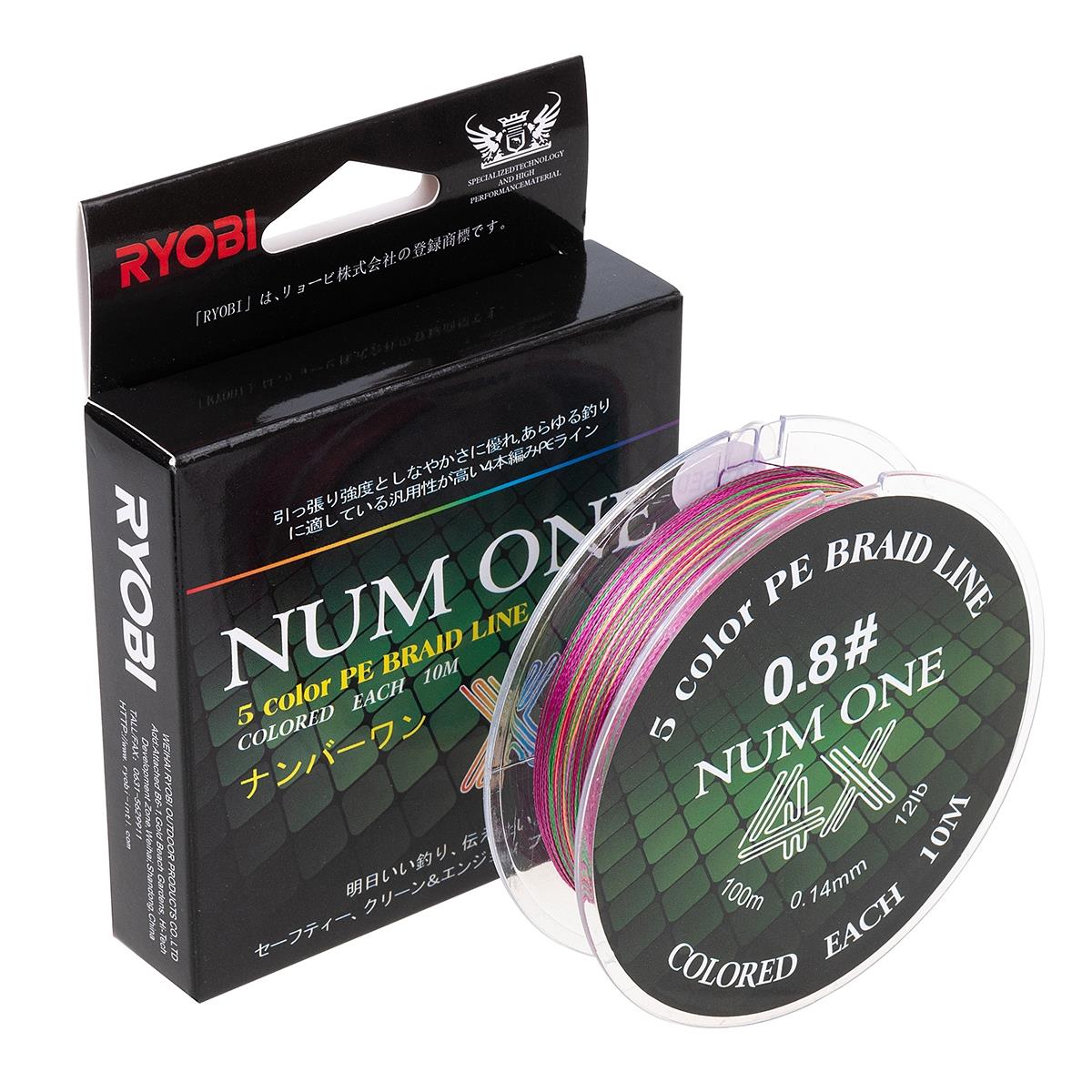 МП Шнур NUM ONE PE4X-100M 0.8#/0,148 mm Multi Colour Ryobi - фото 1