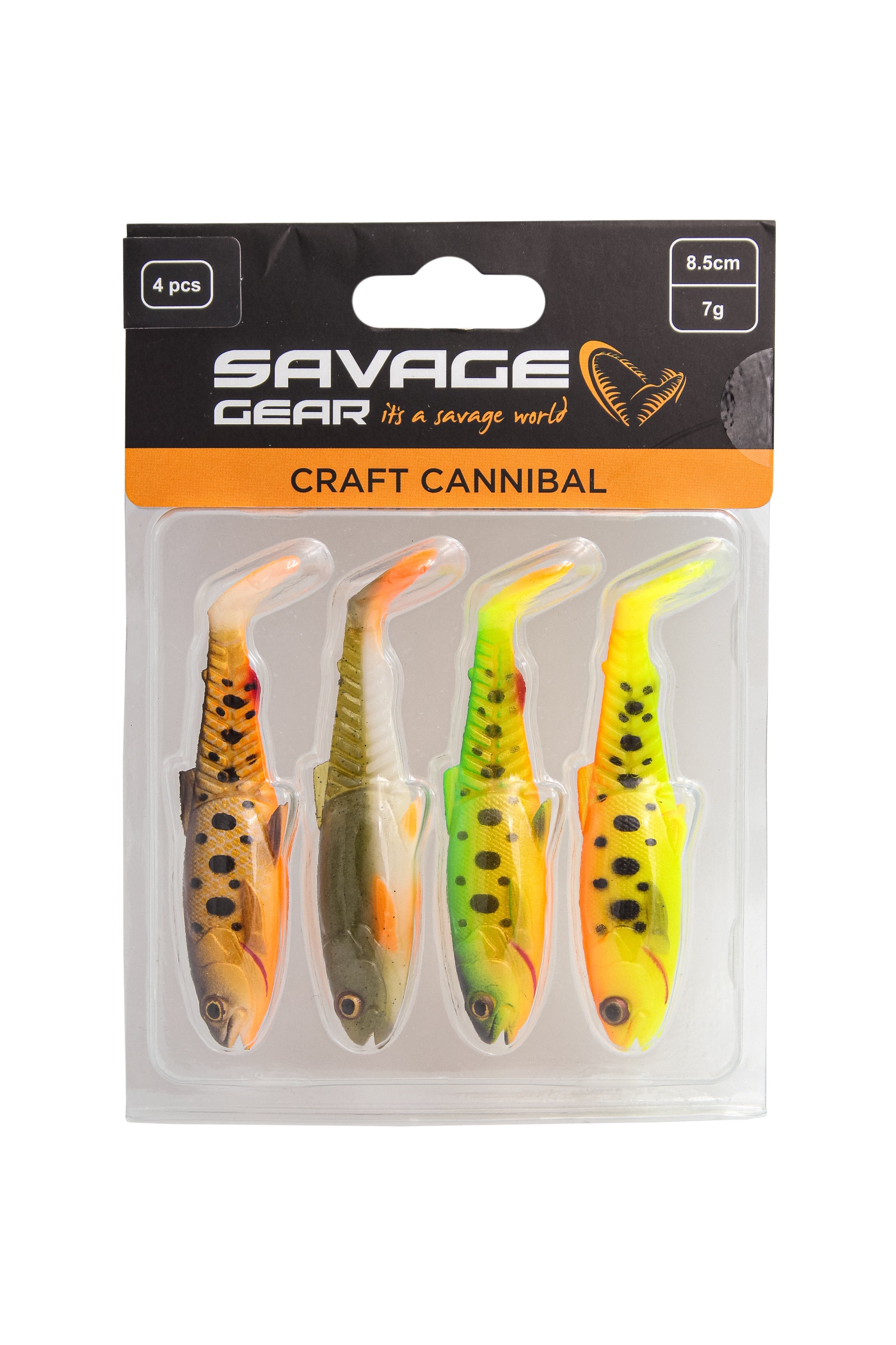 Приманка Savage Gear Craft cannibal paddletail 8,5см 7гр dark water mix 4шт - фото 1