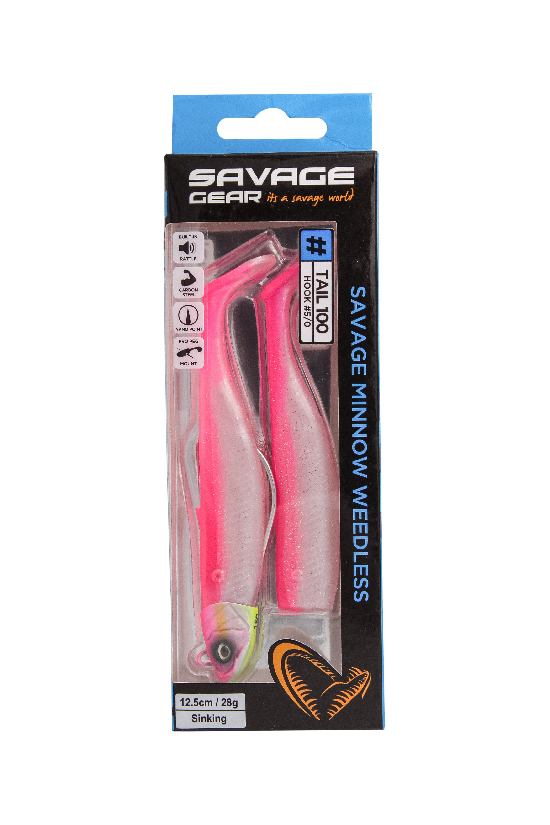 Приманка Savage Gear Minnow WL 12,5см 28гр pink pearl silver 2+1 - фото 1