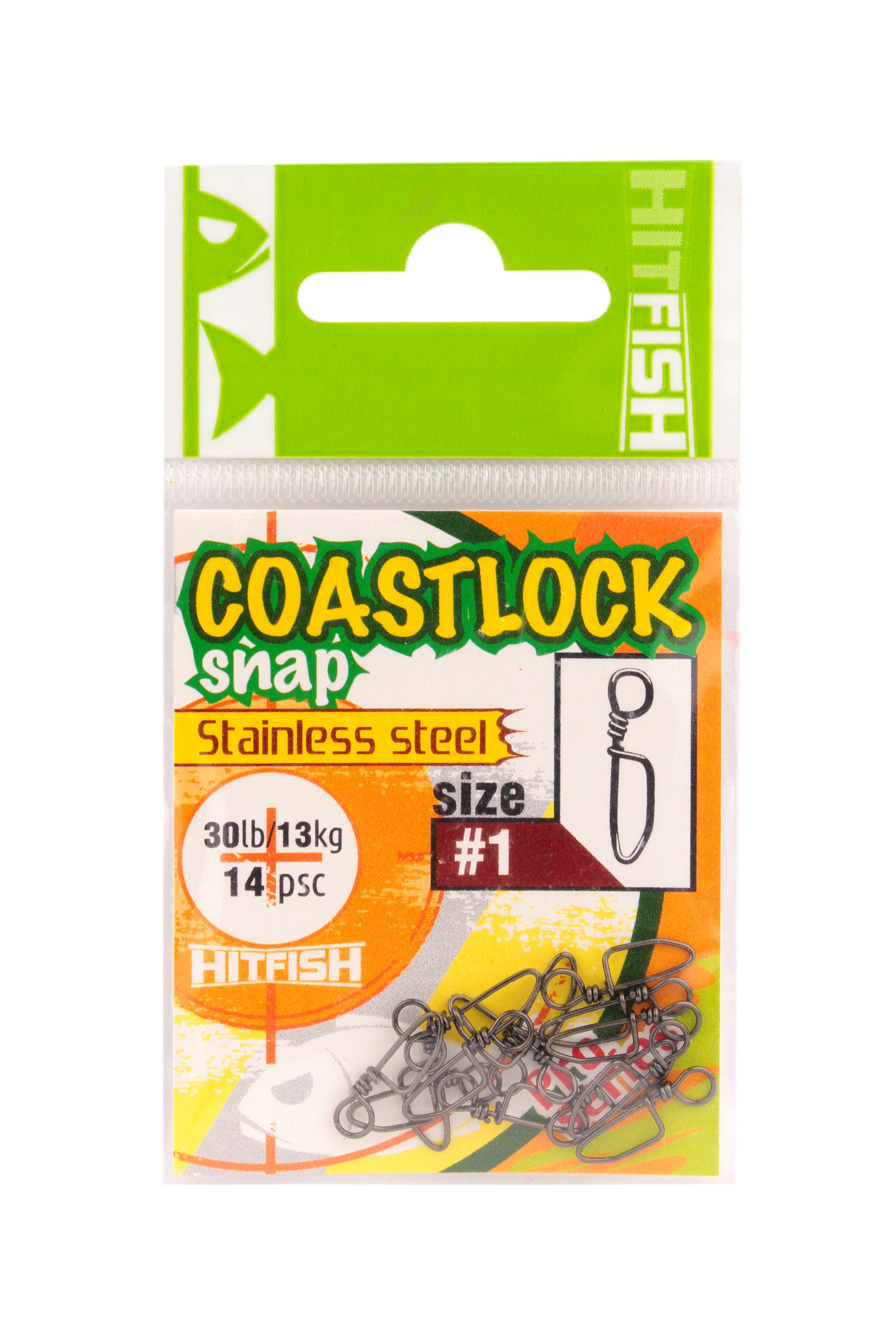МП Застежка стальная HITFISH Coastlock Snap Stainless steel #1 (30lb/13kg) (14 ш - фото 1